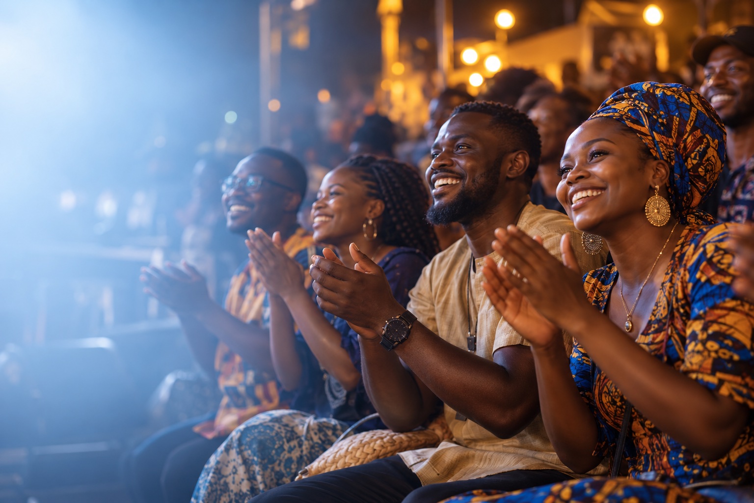 Audience applauding at a community performance